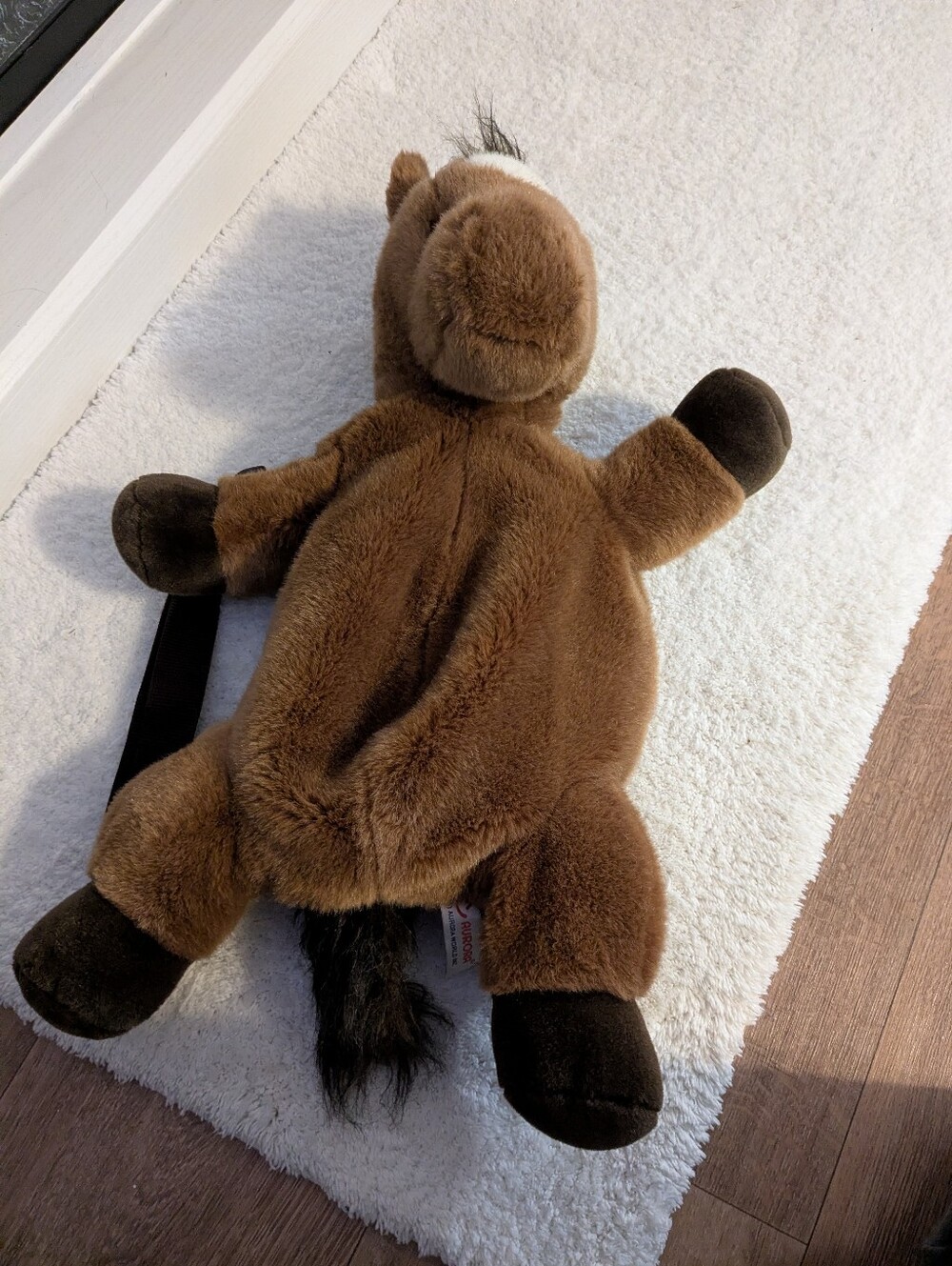 Plush Brown Horse Back Pack/ Over Night Bag